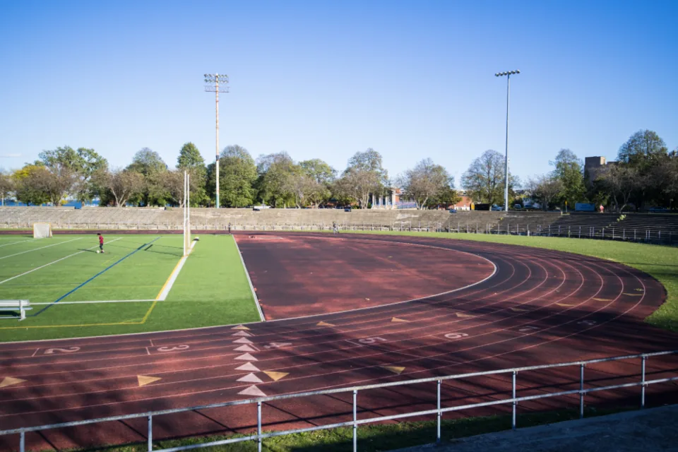 Running track and sports field